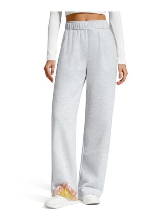 Pants - Fleece Lined Straight Leg Sweatpants Warm Cotton Blend Pull On